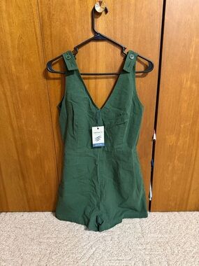 United By Blue Forest Green Button‑Strap Romper